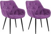 CLP Tanna Set van 2 eetkamerstoelen - Met armleuning - Fluweel/purper
