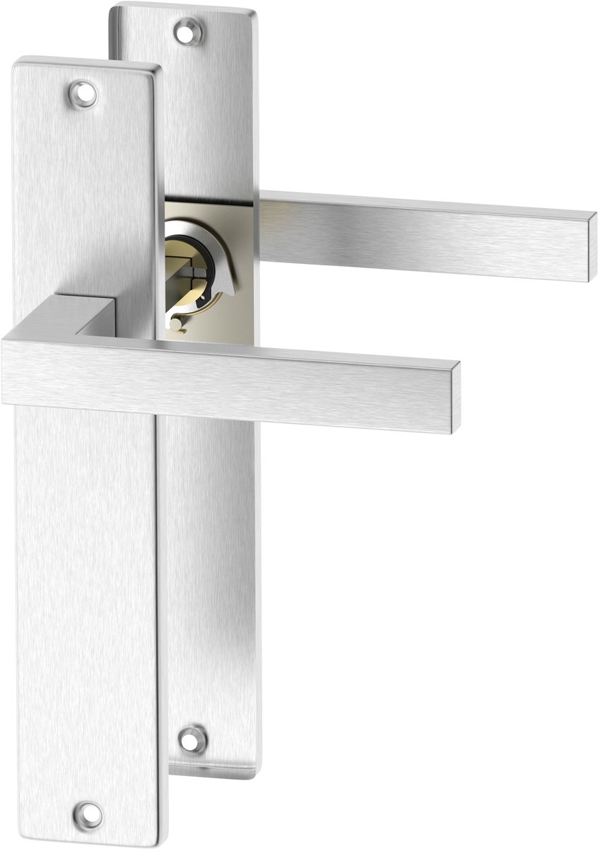 ERGO line Deurbeslag set Binnendeur - Cube - Deurkruk Roestvrij Staal RVS - met blind schild - Deurklink met schild