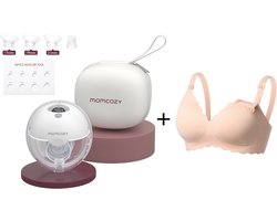 Momcozy M5 Handsfree Enkele Borstkolf - Met voedingsbeha maat M - Inclusief verschillende borstschild inserts - Extra stil en compact - Elektrisch - Grijs
