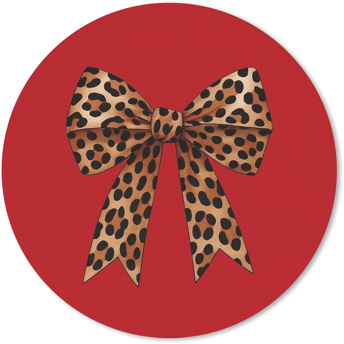 Muismat rond 40x40 cm - Mousepad Strik - Sierlijk - Panter - Rood - Ronde muismatten