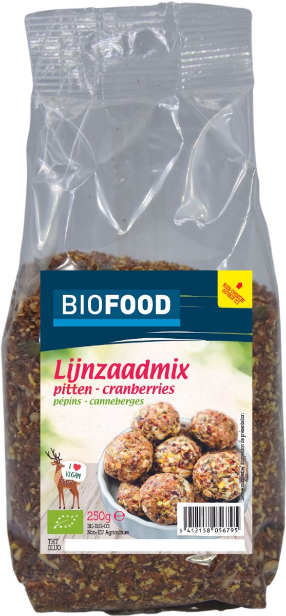 Biofood Lijnzaadmix pitten cranberry bio 250 Gram