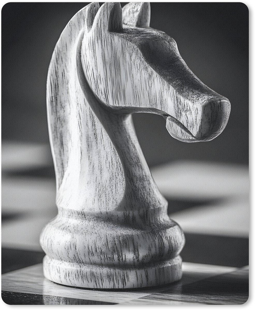 Muismat 19x23 cm - Mousepad Paard - Hout - Schaalbord - Zwart - Muismatten