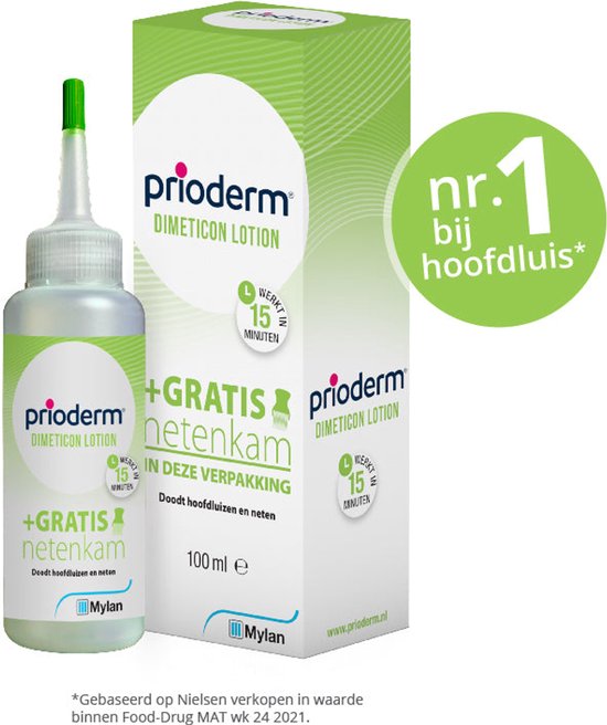 Prioderm Dimeticon - Anti Luis Lotion - Behandeling van 15 minuten - Inclusief Neten & Luizenkam - 100 ml