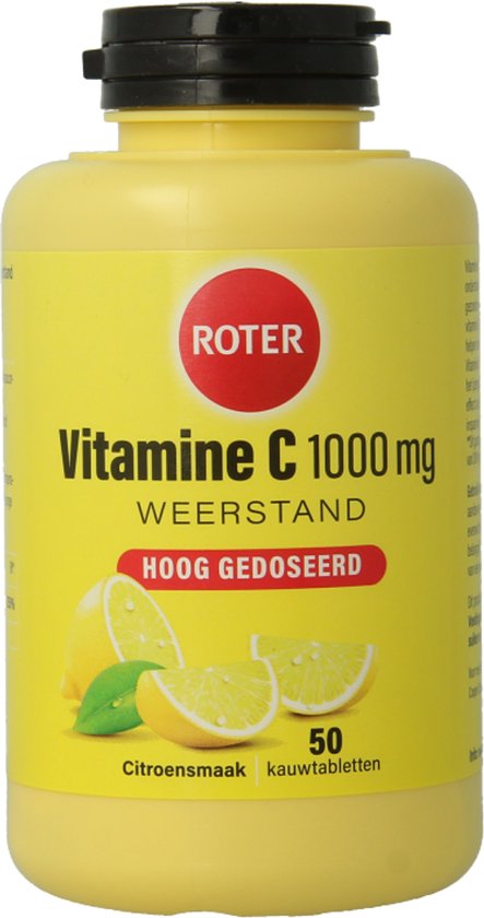 Roter Vitamine C 1000mg - Hoge dosering vitamine C ter ondersteuning van je weerstand - - 50 kauwtabletten met citroensmaak
