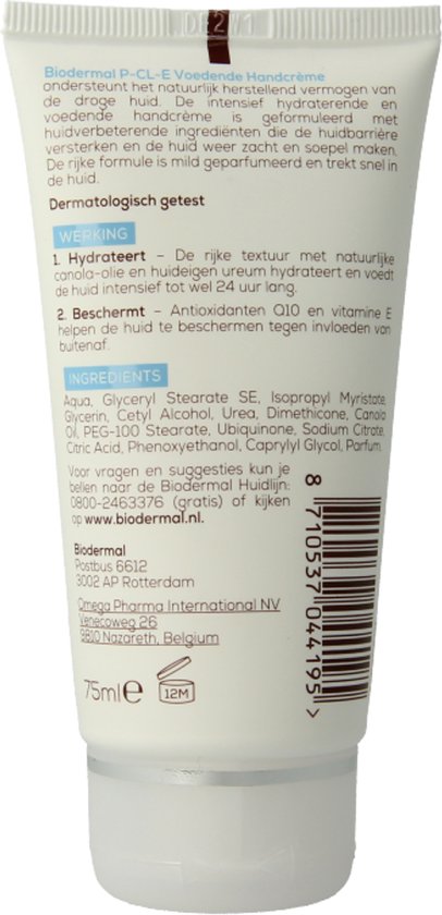 Biodermal P-C-L-E Handcreme - Intensief hydraterend en voedend - Droge huid - 75ml