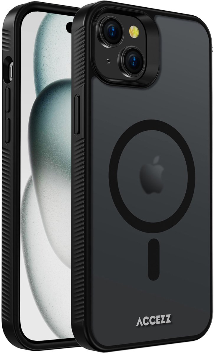 Accezz Hoesje Geschikt voor iPhone 15 Plus Hoesje - Accezz Rugged Frosted Backcover Geschikt voor MagSafe - Zwart