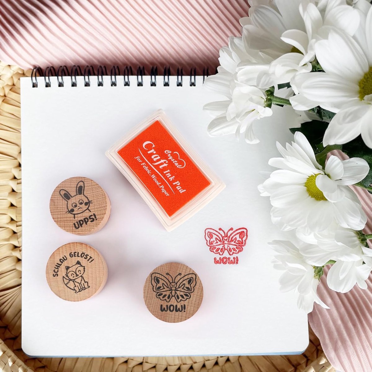 Lot 9 Tampons Enseignants Motivation Bois – Tampons Animaux Mignons + Encouragements, Idéal Maîtresse École, Cadeau Fin D’Année