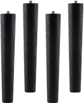 Set van 4 meubelpoten eiken zwart H 200 mm / conisch Ø 35/25 mm met stelschroef M8 van Sotech