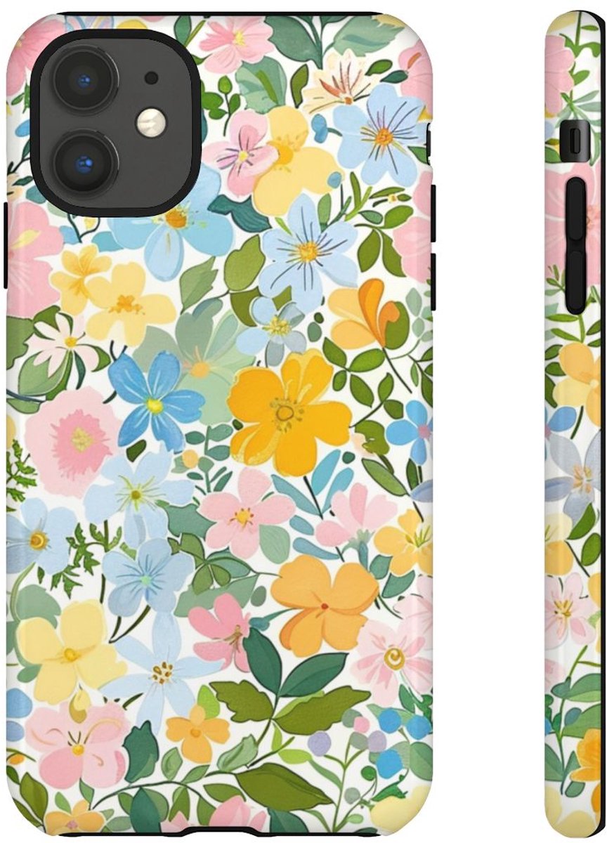 Vrolijk Pastel Bloemenpatroon – Telefoonhoesje Geschikt voor iPhone 11