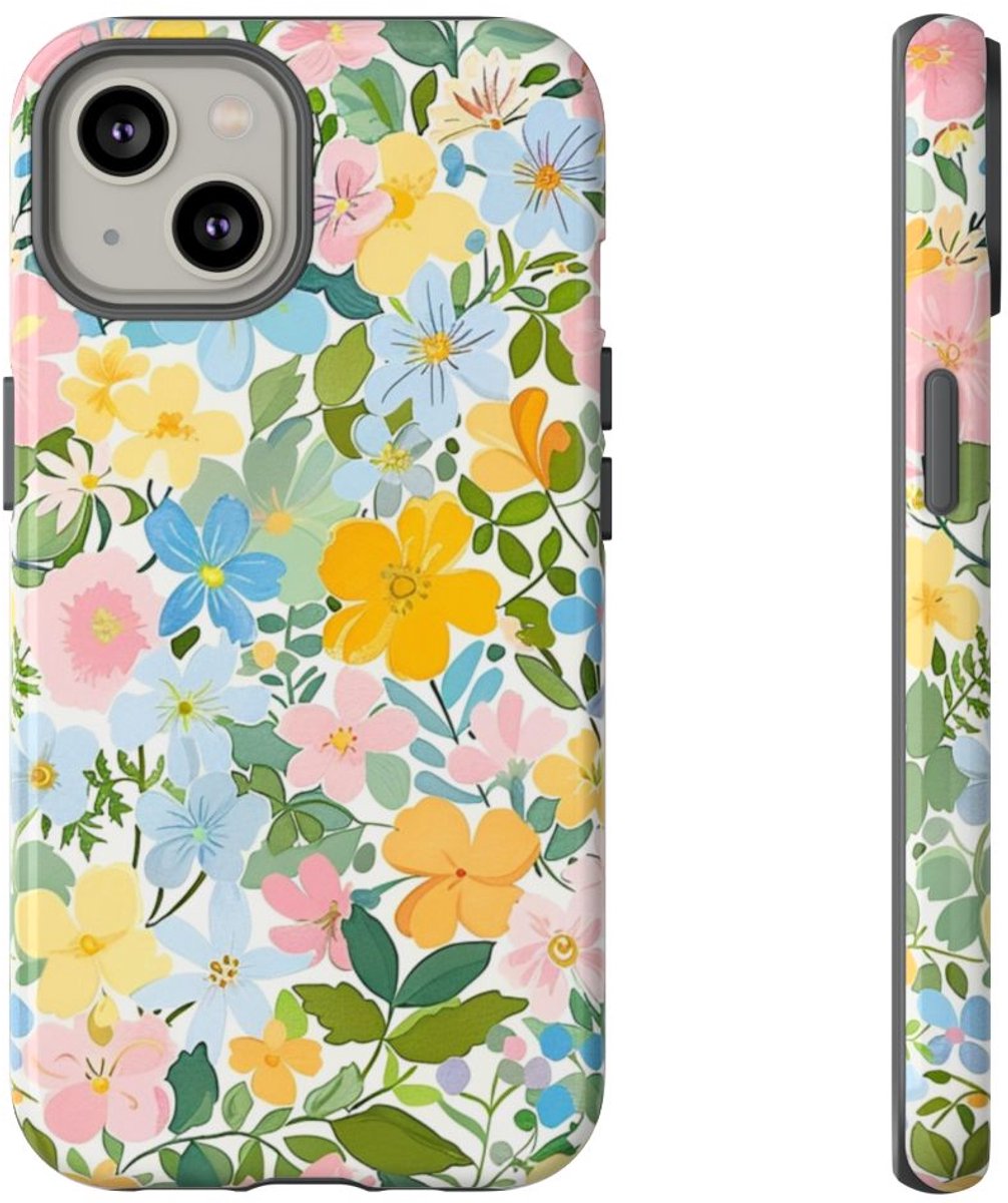 Vrolijk Pastel Bloemenpatroon – Telefoonhoesje Geschikt voor iPhone 14