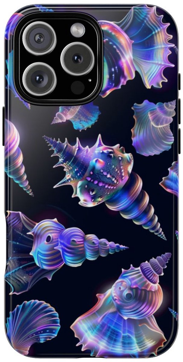 Neon Pastel Schelpenpatroon – Telefoonhoesje Geschikt voor iPhone 16 Pro Max