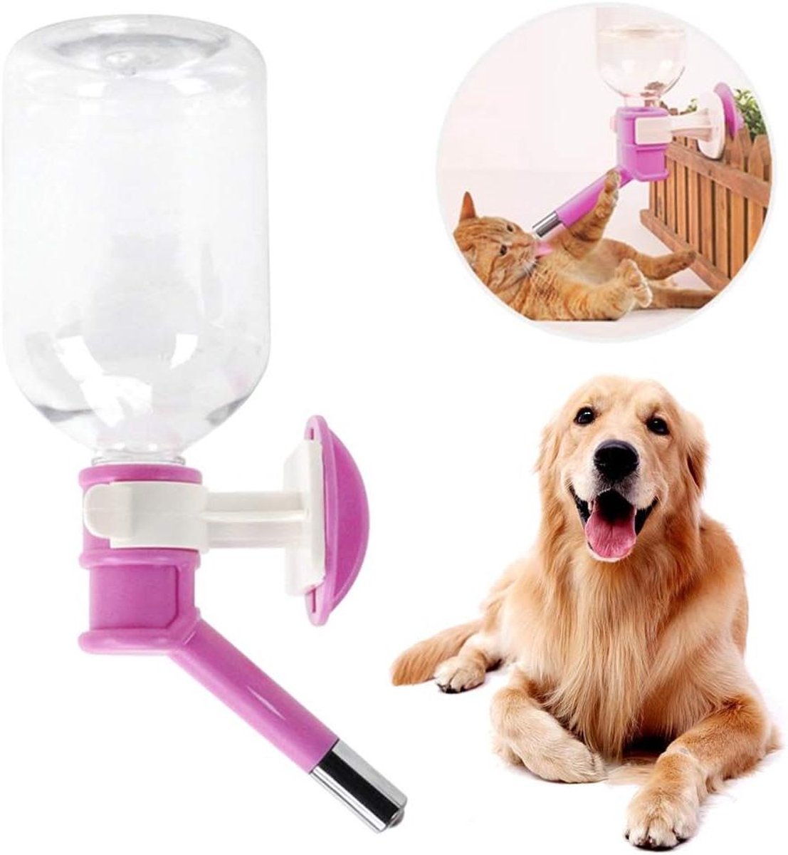 Draagbare Waterdispenser voor onderweg – 500 ml – Geschikt voor Honden, Katten, Konijnen en Huisdieren