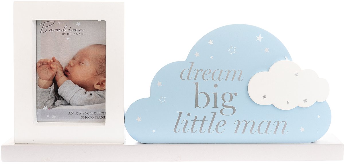 Baby fotolijst blauwe wolk dream big little man van Bambino by Juliana