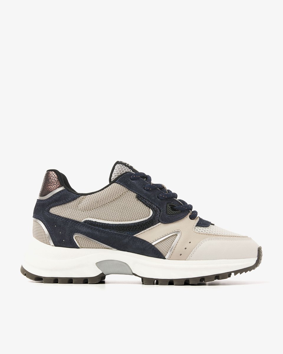 VIA VAI Danae Vicky Sneakers Dames - Leer,Mesh,Suède - Beige - Maat 39