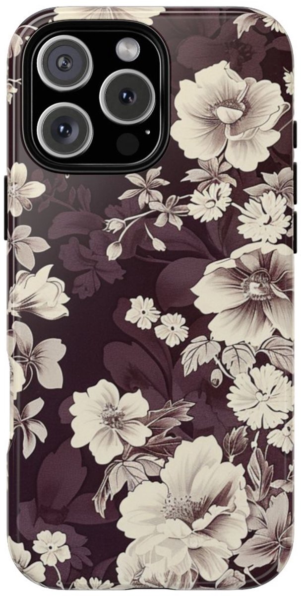 Vintage Witte Bloemenprint – Telefoonhoesje Geschikt voor iPhone 16 Pro Max