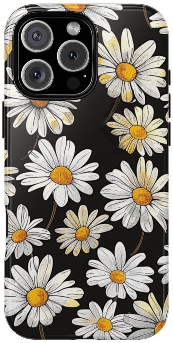 Witte Madeliefjespatroon – Telefoonhoesje Geschikt voor iPhone 16 Pro Max
