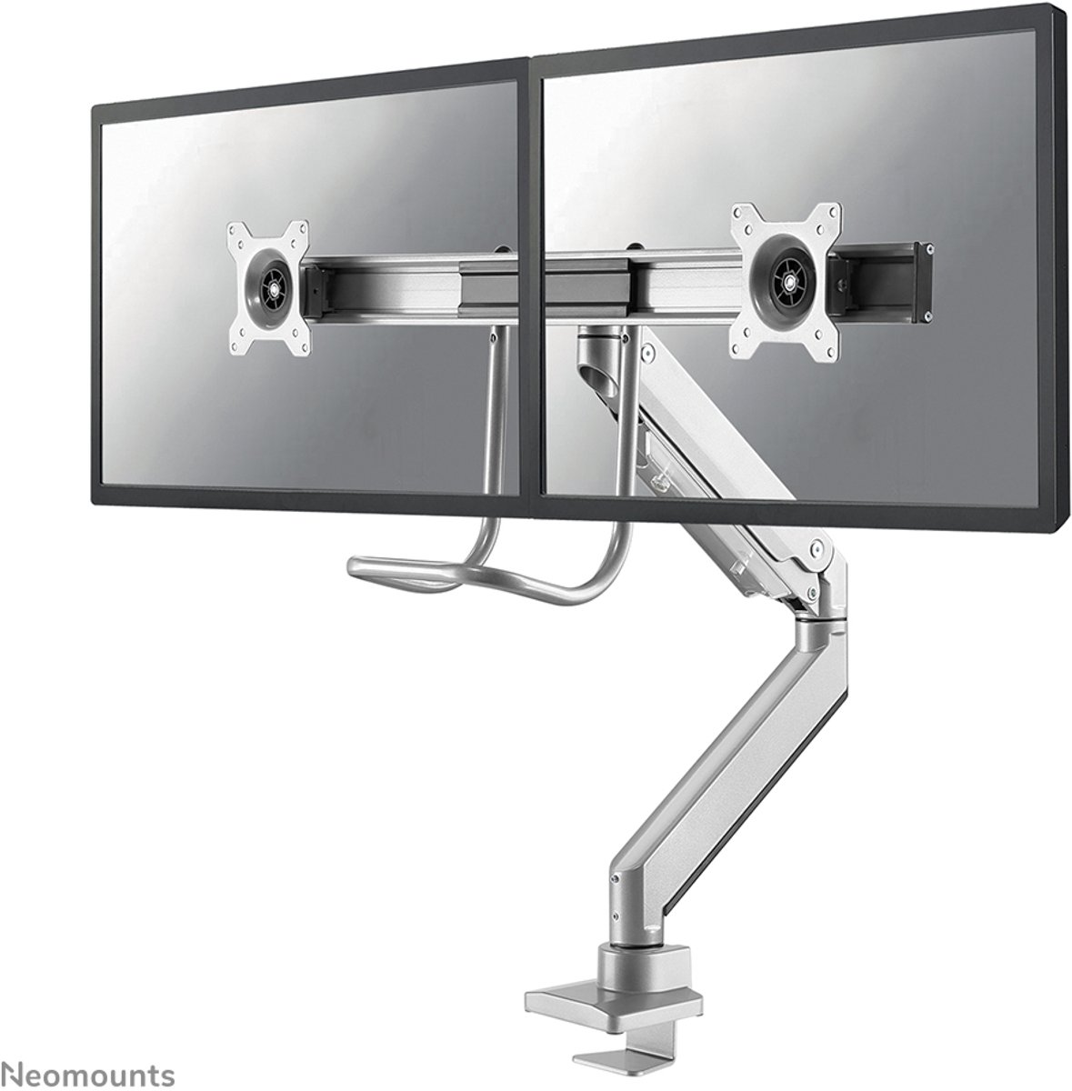 Neomounts NM-D775DXSILVER Monitorarm 10-32" - gasveer - Topfix - 180°-stop