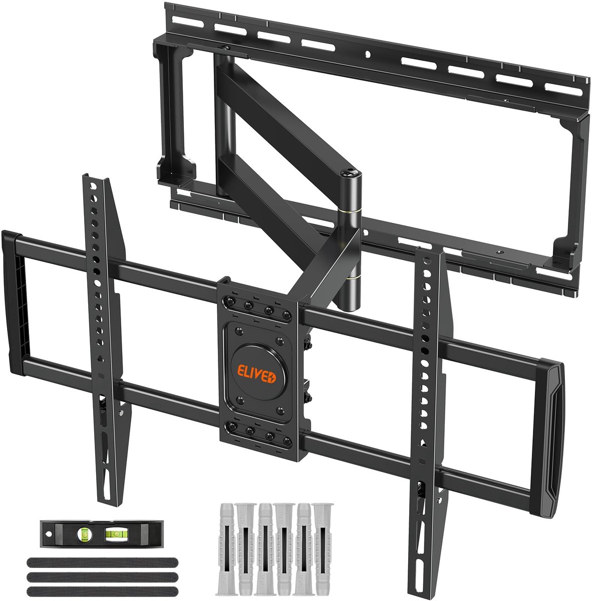 ELIVED TV-muurbeugel draaibaar, lange uitschuifbare arm tot 750 mm, ultrasterke tv-muurbeugel voor 37-75 inch tv's tot 40 kg, max. VESA 600x400 mm, kantelbaar en roteerbaar, EV3019