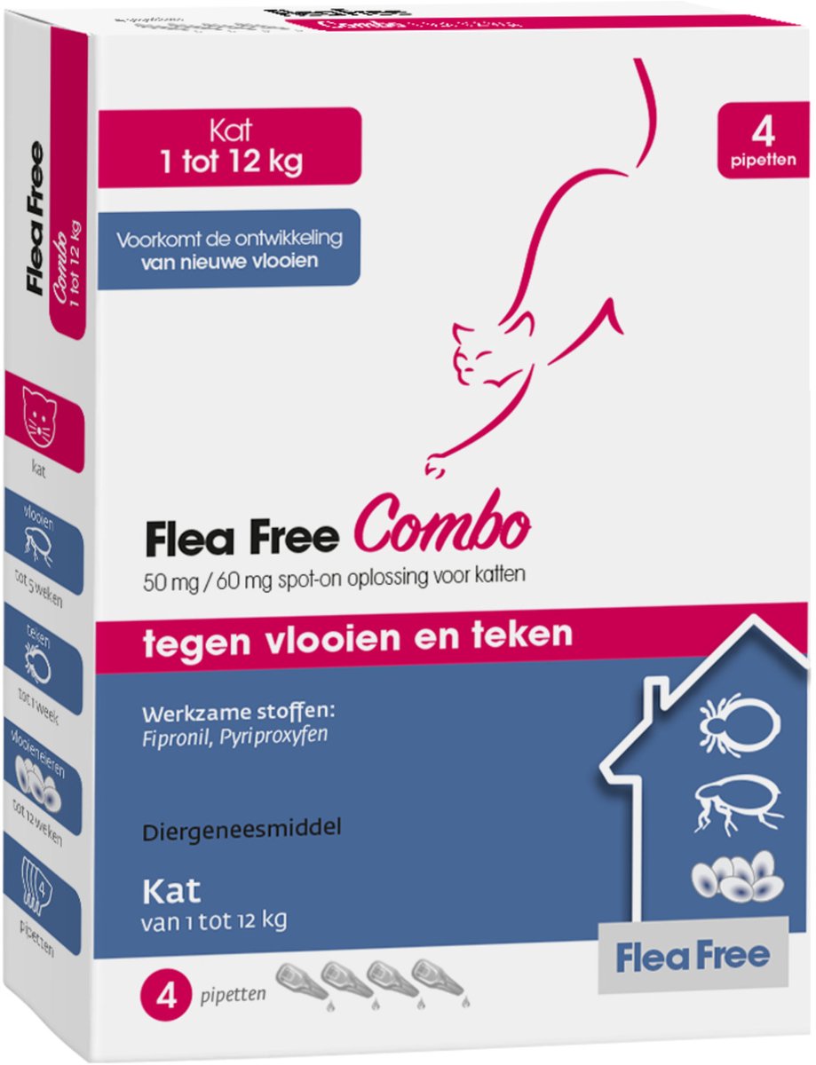Flea Free Spot-On Combo voor katten 4 pipetten