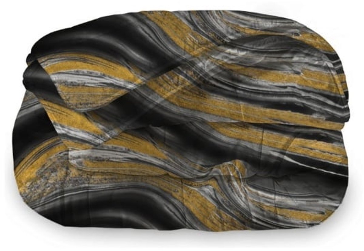 Dekbed Zonder Overtrek 240x220 cm + 2 Kussenslopen - Marble Black Gold - Easy Dekbed - Wartmeklasse 2