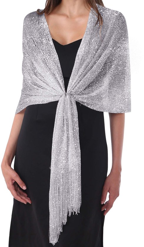 Dames avond wikkel stola sjaal voor jurken sprankelende metallic sjaals voor bruiloften, feesten, bruidsmeisjes, gala's