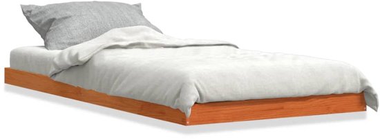 Lit au sol – Cadre de lit bas – Design minimaliste – Robuste et confortable – Convient à toutes les chambres – Brun ciré