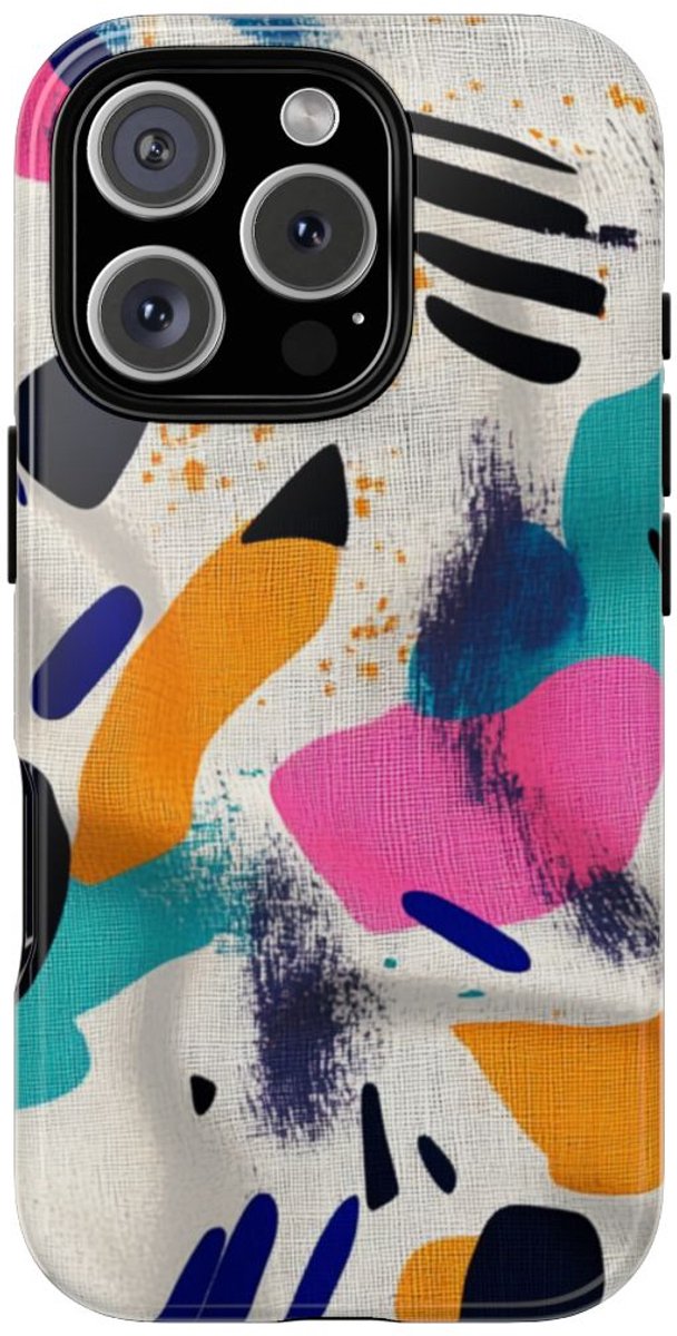 Kleurrijk Abstracte Vormenpatroon – Telefoonhoesje Geschikt voor iPhone 16 Pro