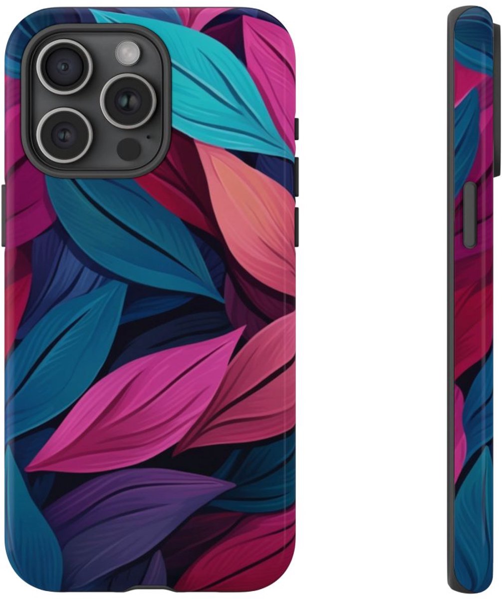Kleurrijk Abstract Bladerenpatroon – Telefoonhoesje Geschikt voor iPhone 15 Pro Max