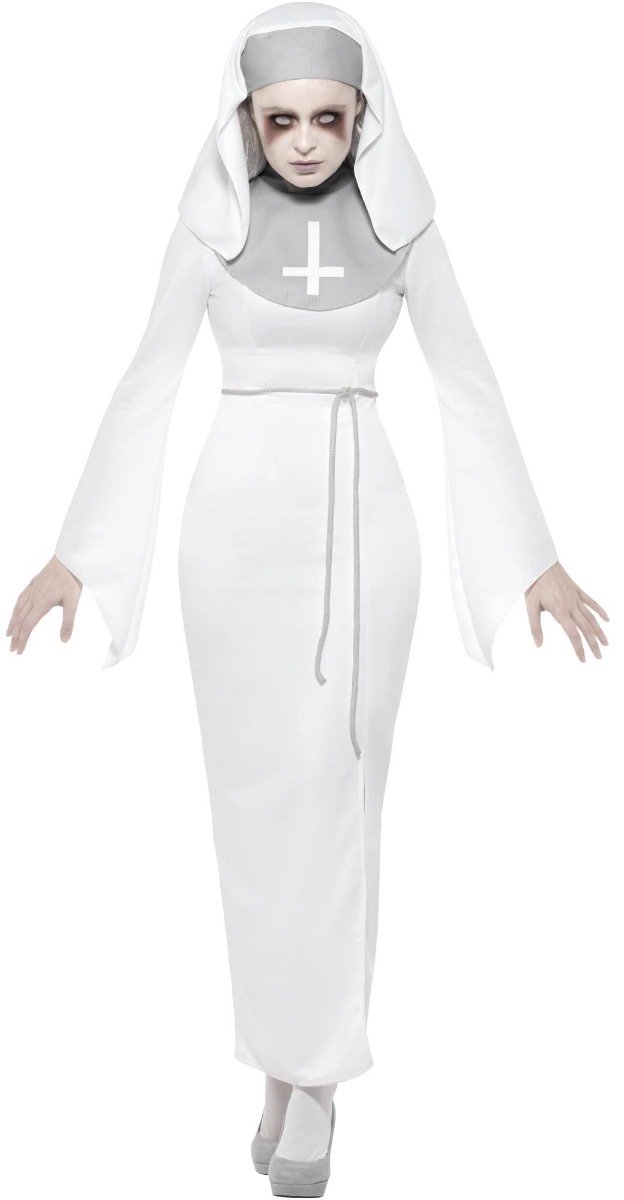 Smiffys - Haunted Asylum Nun Kostuum - XL - Wit