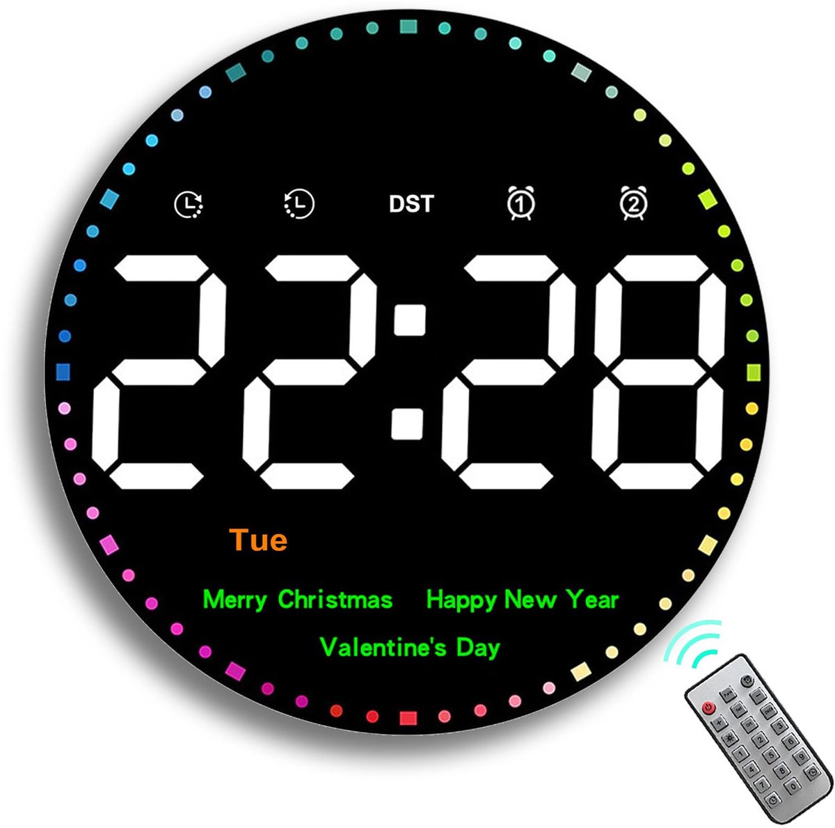 Digitale Wandklok 10 inch - Groot LED Display met Afstandsbediening & Timer - Voor Woonkamer & Kantoor