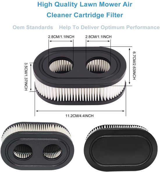 Grasmaaier Luchtfilter - 2 Stuks Luchtfilter- Luchtfilter voor grasmaaiers - lucht filter - Air Filter Cleaner Cartridge - Geschikt Voor compatibel met motor 4247 5432 5432K 09P702 09P00 550E 500EX Serie motoren van Merkloos	 — afbeelding 3