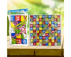 FA-VE Slangen & Ladders Spel – 38x38 cm – Opvouwbaar Bordspel – Inclusief Dobbelsteen & 4 Pionnen – 