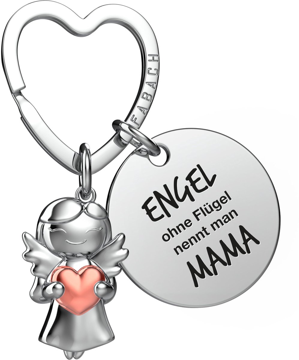 FABACH Beste Moeder Sleutelhanger Beschermengel Geluksbrenger met Hart en Gravure - Beste Moeder Cadeau Sleutelhanger - Beste Moeder Cadeau Engel Geluksbrenger Moederdag