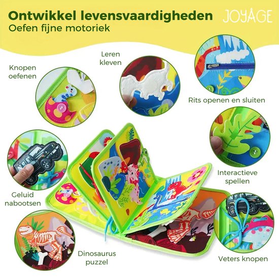 Dinosaurus Busy Board Montessori Speelgoed - Montessori activiteitenboek - Sinterklaas cadeautjes Educatief speelgoed meisjes Motoriek Speelgoed voor in de auto - Peuter speelgoed Kinderspeelgoed 1 jaar 2 jaar 3 jaar Jongens speelgoed 4 jaar 5 jaar van Merkloos — afbeelding 3