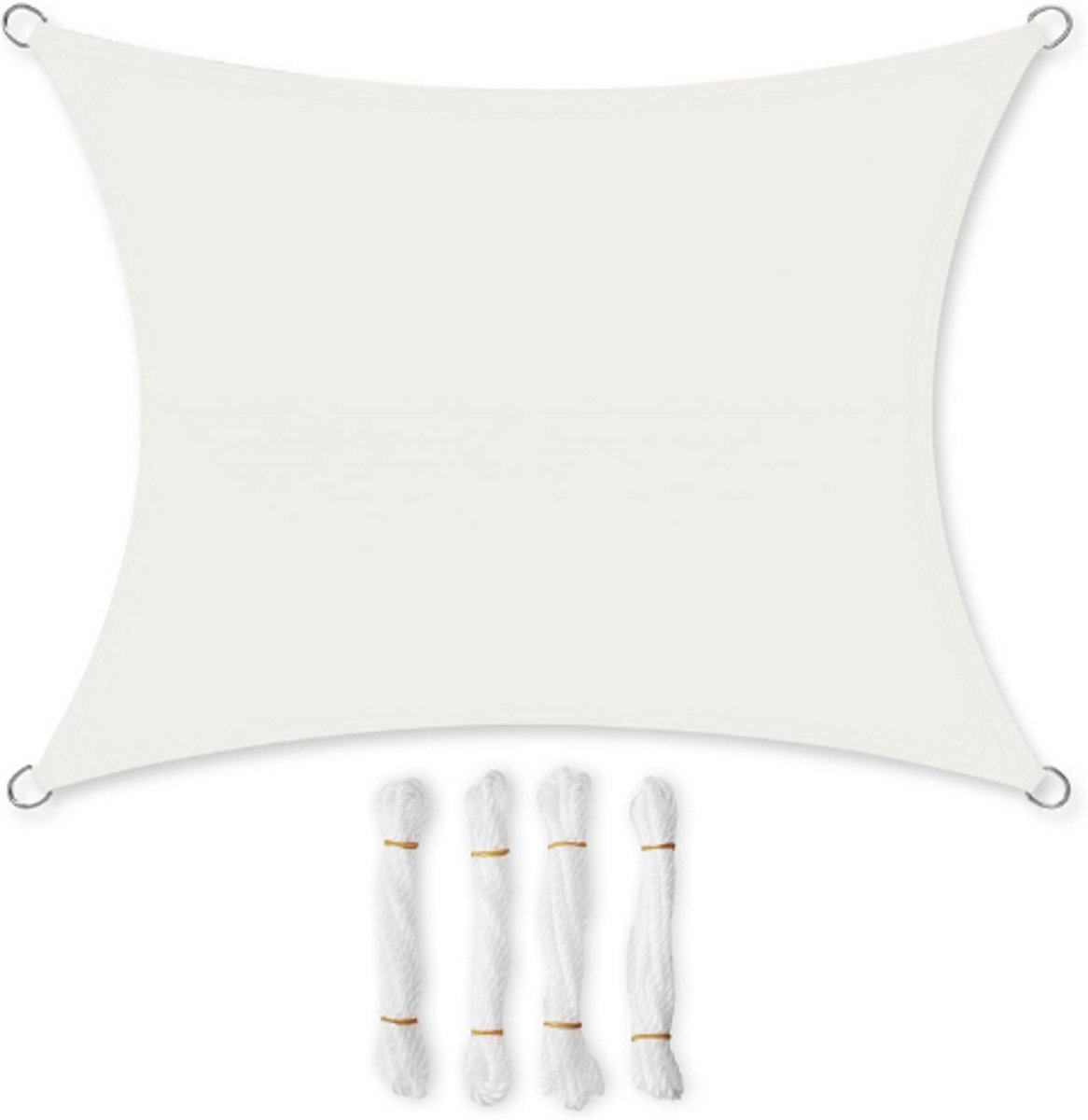 Thuys – Zonnezeil 3 x 5 M Waterdicht – UV – Bescherming 93% – Rechthoekig Schaduwdoek – Met 2 M Touwen – Wit