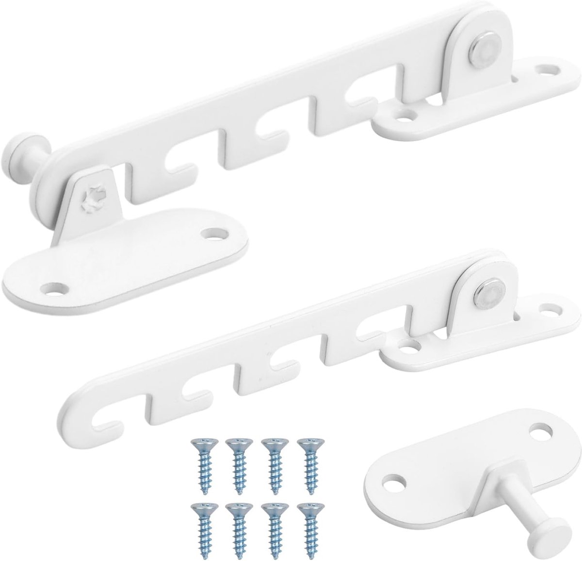 Image of 2 stuks Raamvastzetter - 10,5 cm raamslot - Raambeveiliging kind- Kinderslot - 4 standen Verstelbaar kinderslot voor ramen- met schroeven - Kinder- en huisdierbeveiliging voor ramen - Wit