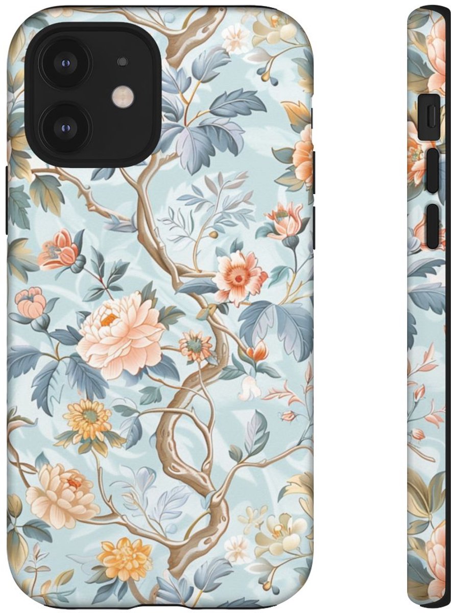 Pastel Chinoiserie Bloemenpatroon – Telefoonhoesje Geschikt voor iPhone 12