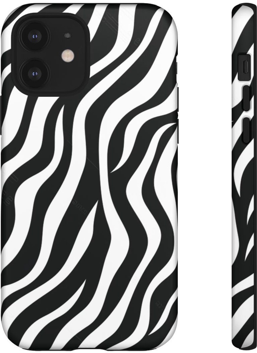 Zwart-Wit Zebra Strepenpatroon – Telefoonhoesje Geschikt voor iPhone 12