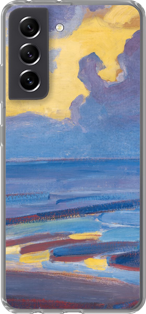 Telefoonhoesje Geschikt voor Samsung Galaxy S21 FE hoesje - Aan de zee - Piet Mondriaan - Siliconen Telefoonhoesje Telefoonhoesje