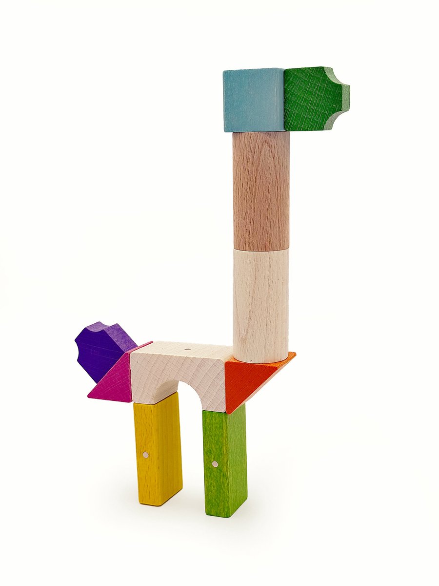 Kooglo Micro Giraffe Set – Magnetische Houten Blokken – Educatief Speelgoed – Duurzaam – Vanaf 3 Jaar