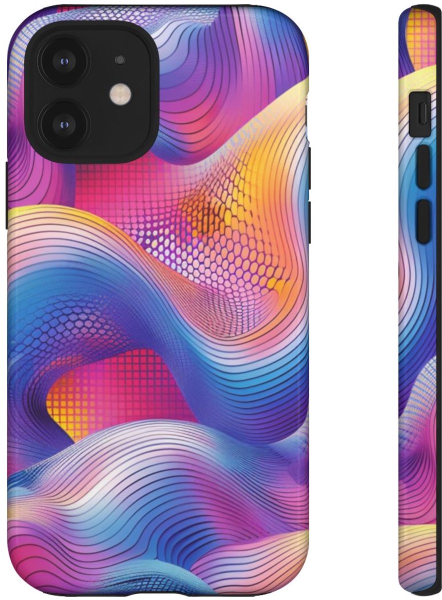 Kleurrijk Abstract Golvend Patroon – Telefoonhoesje Geschikt voor iPhone 12