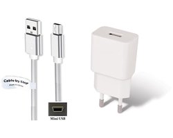Chargeur OneOne 2A + cordon Mini USB robuste de 1,0 m. Adaptateur de chargeur compatible avec les caméras embarquées Nextbase 101 Go, 112, 202 Lite, 212, 302G Deluxe, 312, 312GW, 402G, 412GW, 512, 512GW, Duo