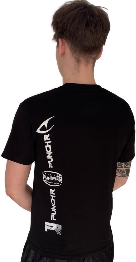 PunchR™ Logo's Sportswear T-Shirt Katoen Zwart Wit - XL