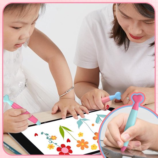 Allecto Plus - 4-delige set Kinder Stylus Pennen Hartvormig - Geschikt voor Smartphones en Tablets met Touchscreen - Comfortabele Grip — afbeelding 3