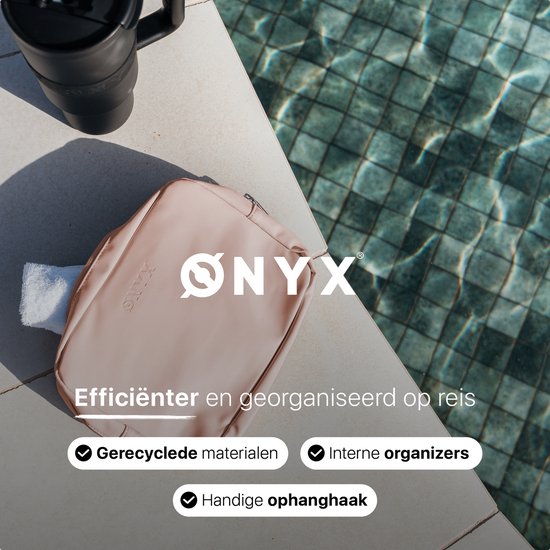 ONYX Trousse de Toilette Rose - Pochette à Maquillage - Organiseur de Cosmétiques - Agencement Intelligent - Miroir de Maquillage - Suspendable - Pour Femmes et Hommes - Taille : M