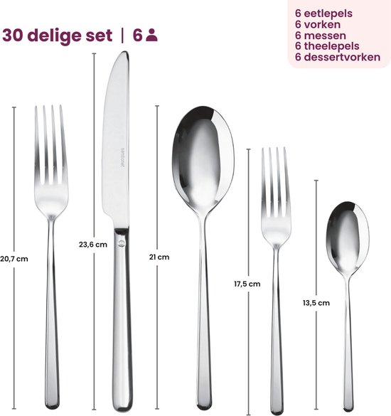 Ménagère Sambonet Linear - Champagne - 30 pièces / 6 personnes