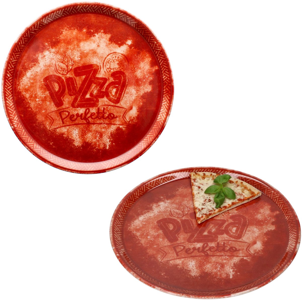 MamboCat 2-delige set pizzavazen PERFETTO Rood Ø31,5cm van porselein - 164192