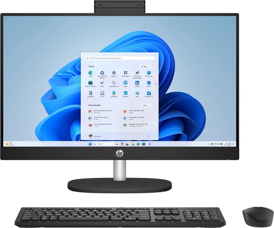 HP AI 24-cr2005nb Intel Core Ultra 5 225U 60,5 cm (23.8") 1920 x 1080 Pixels Alles-in-één-pc 16 GB DDR5-SDRAM 512 GB SSD Windows 11 Home Wi-Fi 6 (802.11ax) AI PC Zwart