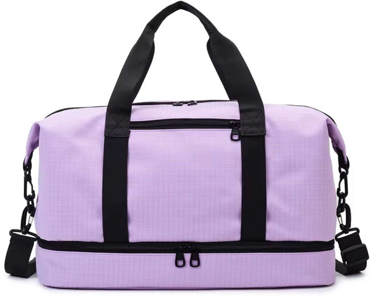 Sjtoer® Paarse Sporttas - Reistas - Gymtas - Fitness Tas - Sporttas Met Schoenenvak - Weekendtas - Duffel Bag - nat vak - met verstelbare schouderriem