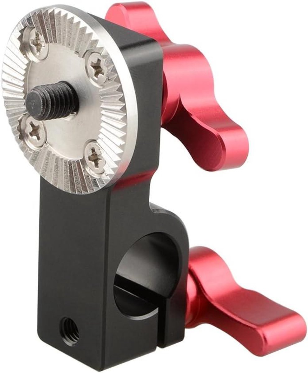 Rod Clamp - Montagebeugel 15mm met Mannelijke Rosette Bevestiging (Zwarte Duimschroef)
